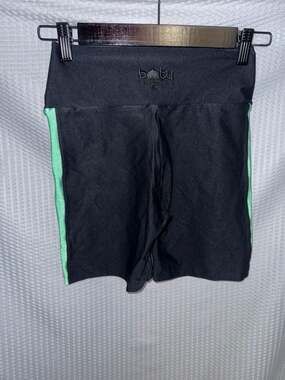 Booty by Brabants Black and Neon Green Athletic Biker Shorts